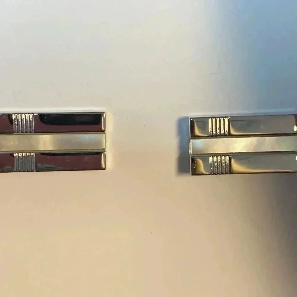 NEW M COLLECTION BY MICHAEL STRAHAN‎ BLACK AND SILVER CUFF LINKS